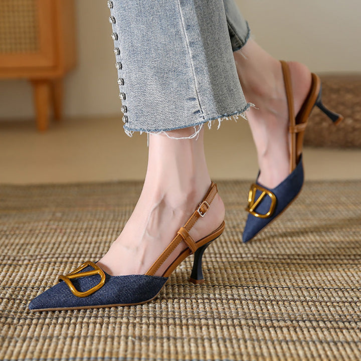 Damer Slingback Pumps med Elegant Fyrkantig Tåparti och Högkvalitativ Rem Mirla-Eva Jonsson