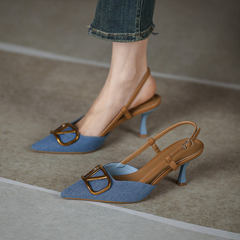 Damer Slingback Pumps med Elegant Fyrkantig Tåparti och Högkvalitativ Rem Mirla-Eva Jonsson