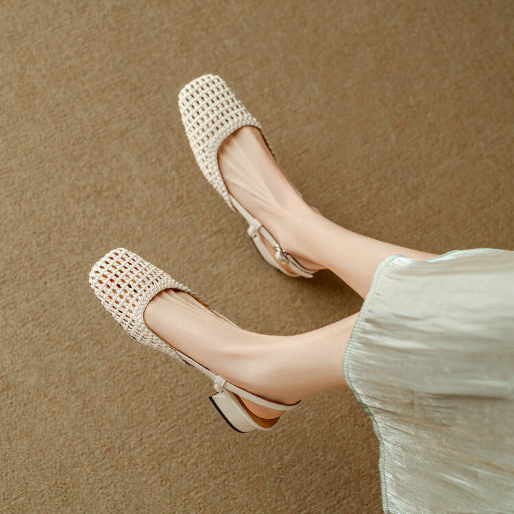 Damer Slingback Sandaler Med Flätad Design Och Elegant Blockklack Mirla-Eva Jonsson