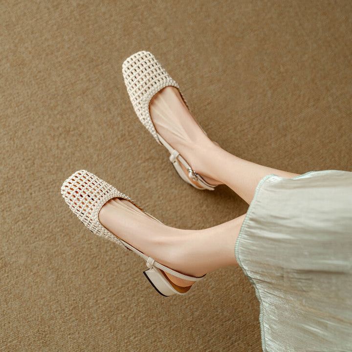 Damer Slingback Sandaler Med Flätad Design Och Elegant Blockklack Mirla-Eva Jonsson
