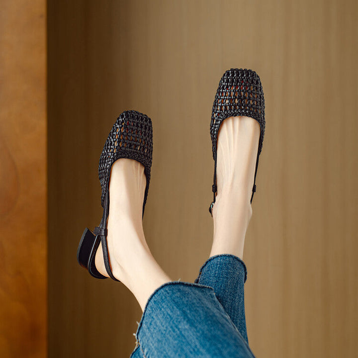 Damer Slingback Sandaler Med Flätad Design Och Elegant Blockklack Mirla-Eva Jonsson