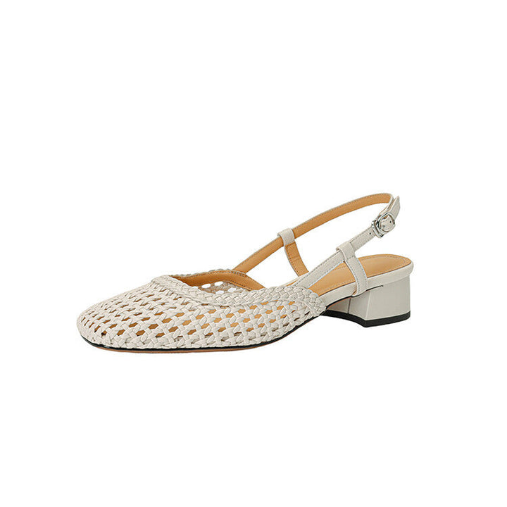Damer Slingback Sandaler Med Flätad Design Och Elegant Blockklack Mirla-Eva Jonsson