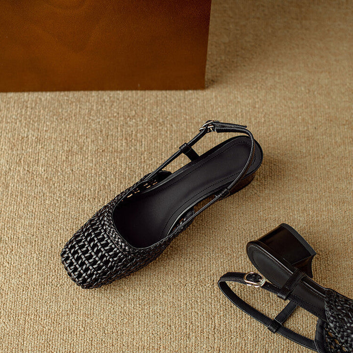 Damer Slingback Sandaler Med Flätad Design Och Elegant Blockklack Mirla-Eva Jonsson