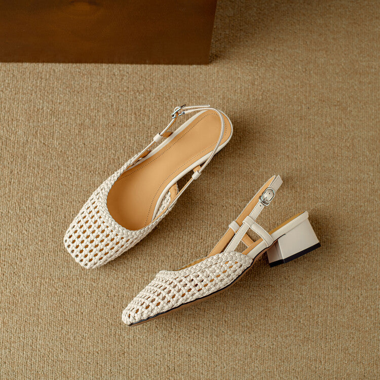 Damer Slingback Sandaler Med Flätad Design Och Elegant Blockklack Mirla-Eva Jonsson