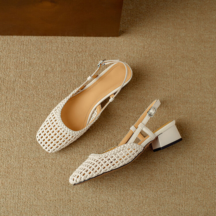 Damer Slingback Sandaler Med Flätad Design Och Elegant Blockklack Mirla-Eva Jonsson
