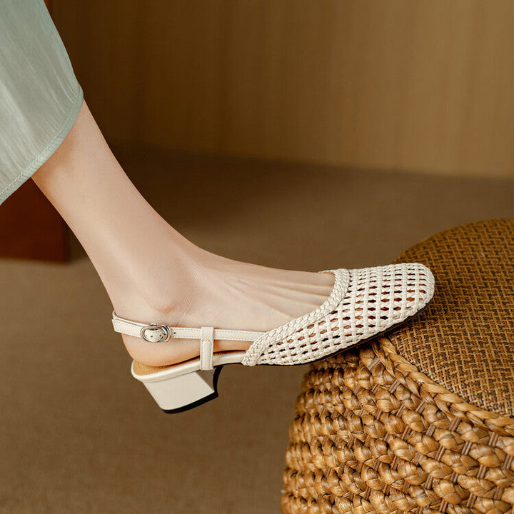 Damer Slingback Sandaler Med Flätad Design Och Elegant Blockklack Mirla-Eva Jonsson