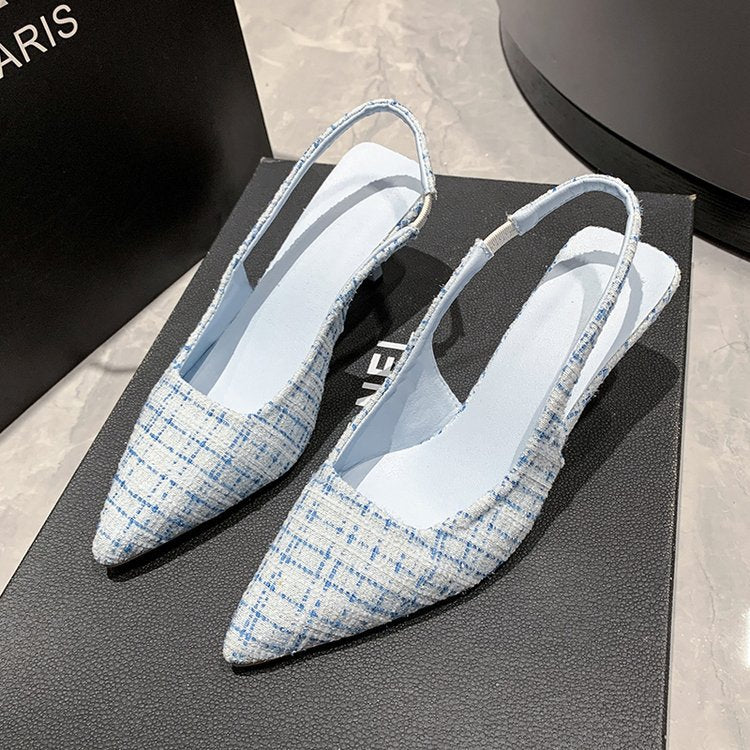 Damer Slingback-pumps med elegant tygblandning och moderiktig klack Mirla-Eva Jonsson