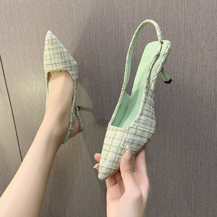 Damer Slingback-pumps med elegant tygblandning och moderiktig klack Mirla-Eva Jonsson