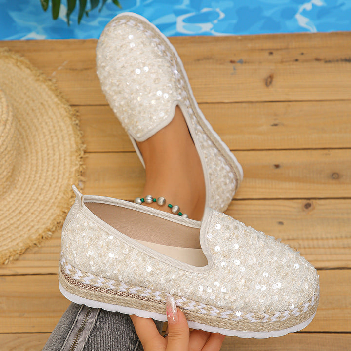 Damer Slip-On Espadrillos med Glittrande Paljetter och Bekväm Platåsål Mirla-Eva Jonsson