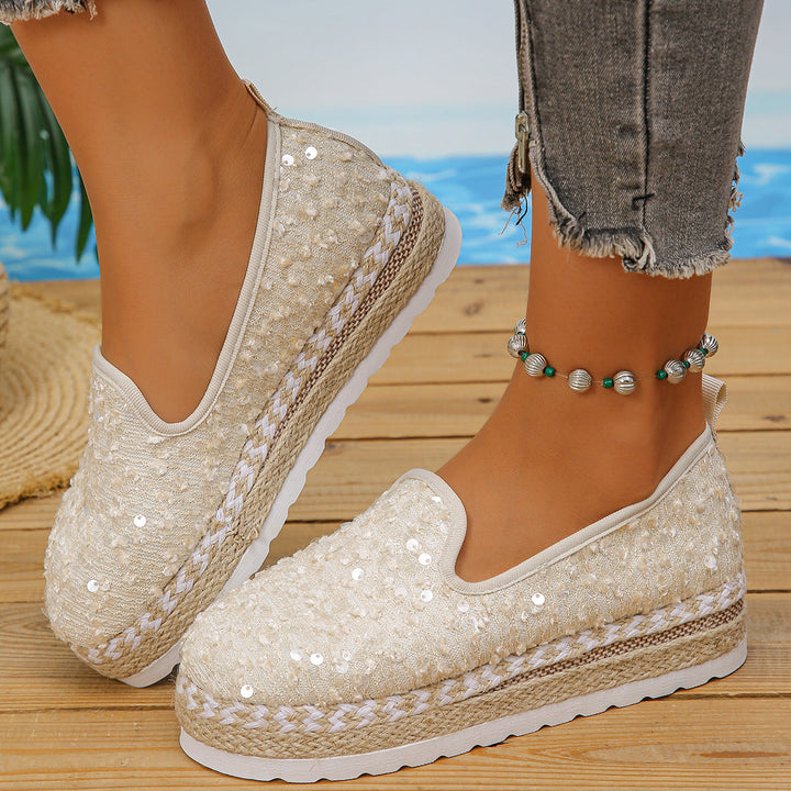 Damer Slip-On Espadrillos med Glittrande Paljetter och Bekväm Platåsål Mirla-Eva Jonsson