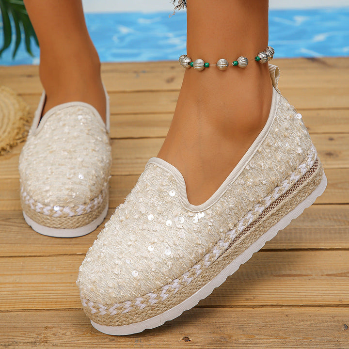 Damer Slip-On Espadrillos med Glittrande Paljetter och Bekväm Platåsål Mirla-Eva Jonsson