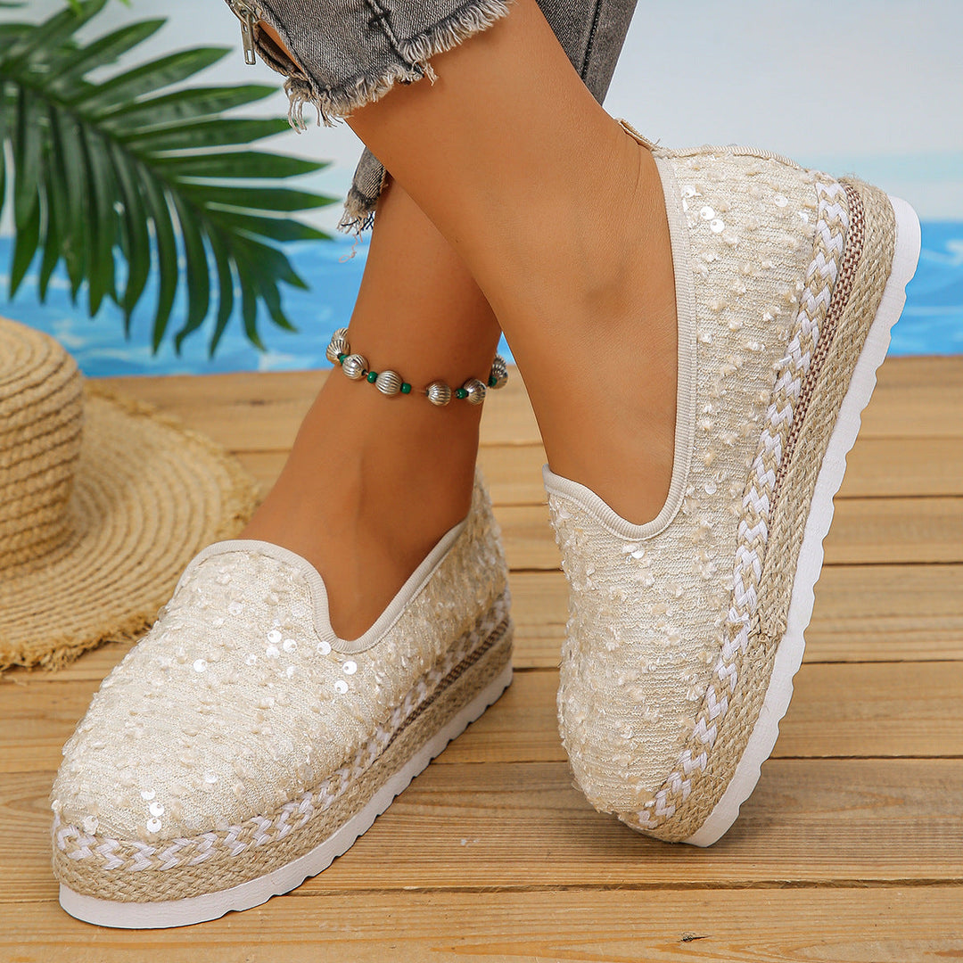 Damer Slip-On Espadrillos med Glittrande Paljetter och Bekväm Platåsål Mirla-Eva Jonsson