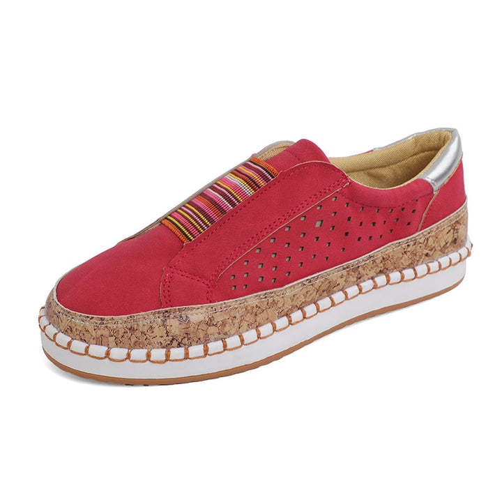 Damer Slip-On fritidsskor med perforerad yta och korksål Mirla-Eva Jonsson