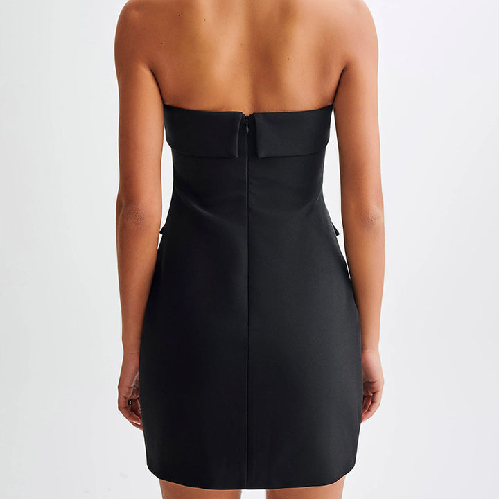 Damer Snygg cocktailklänning med okonventionell bustier-överdel och knapppdetaljer Mirla-Eva Jonsson
