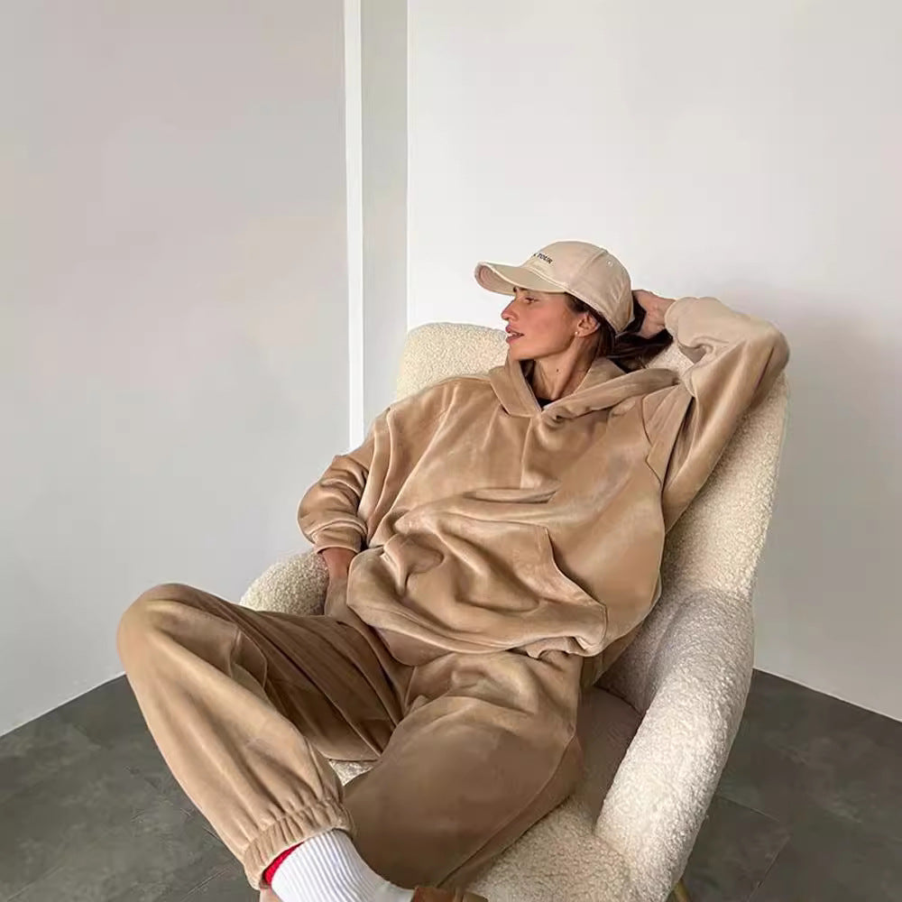 Damer Soft-Fleece Hoodie och avslappnade Joggingbyxor Set Mirla-Eva Jonsson
