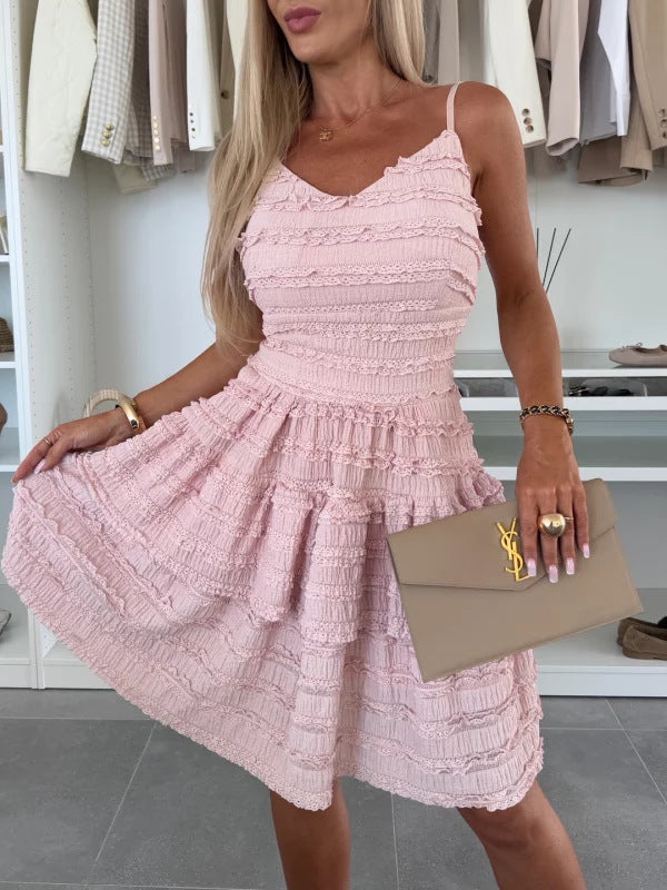Damer Sommar A-linje Klänning med Volanger och Fin Textur Design-Eva Jonsson