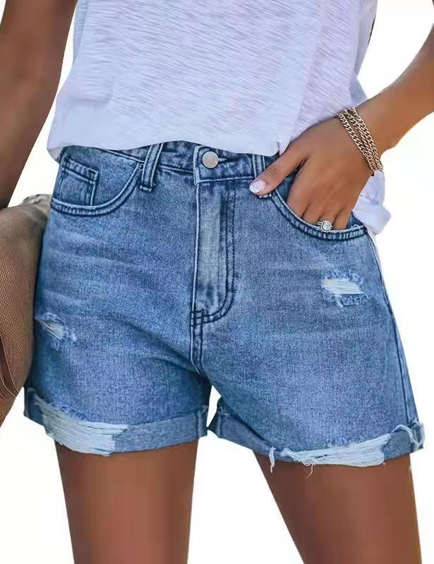 Damer Sommar förstörda jeansshorts med uppvikt fåll Mirla-Eva Jonsson