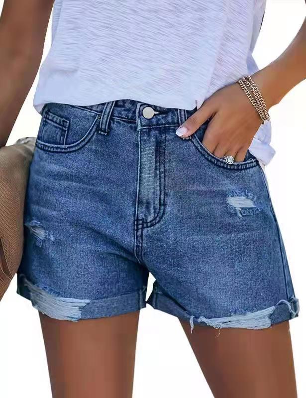 Damer Sommar förstörda jeansshorts med uppvikt fåll Mirla-Eva Jonsson