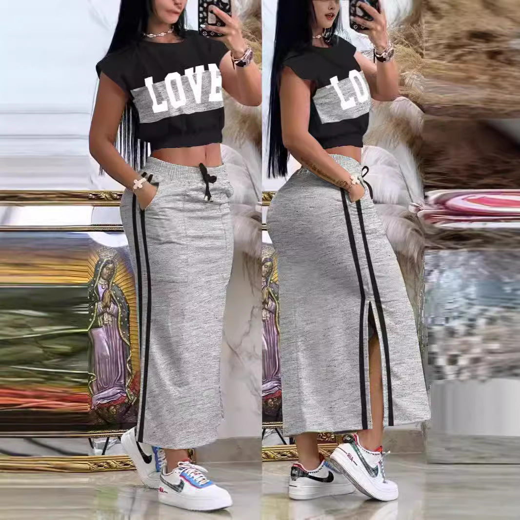 Damer Sportig Crop-Top och Maxikjol Set Mirla-Eva Jonsson