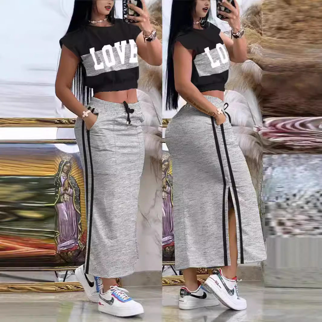 Damer Sportig Crop-Top och Maxikjol Set Mirla-Eva Jonsson