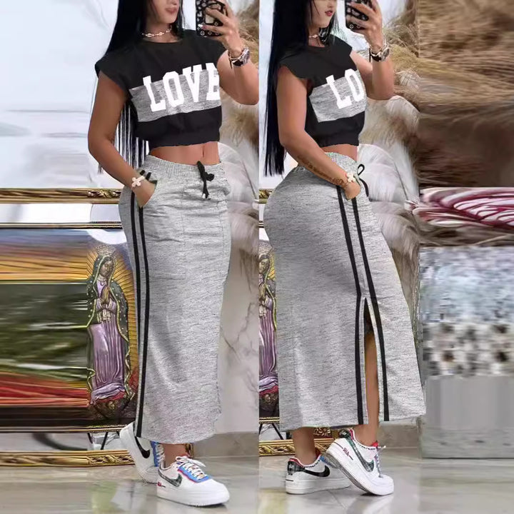 Damer Sportig Crop-Top och Maxikjol Set Mirla-Eva Jonsson
