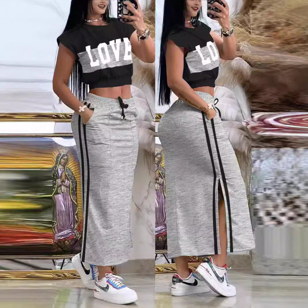 Damer Sportig Crop-Top och Maxikjol Set Mirla-Eva Jonsson