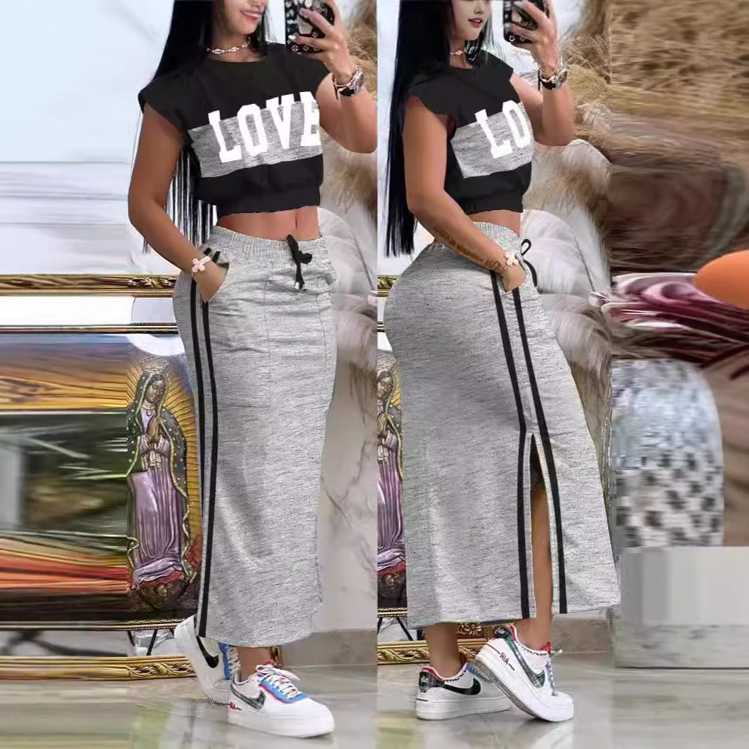 Damer Sportig Crop-Top och Maxikjol Set Mirla-Eva Jonsson
