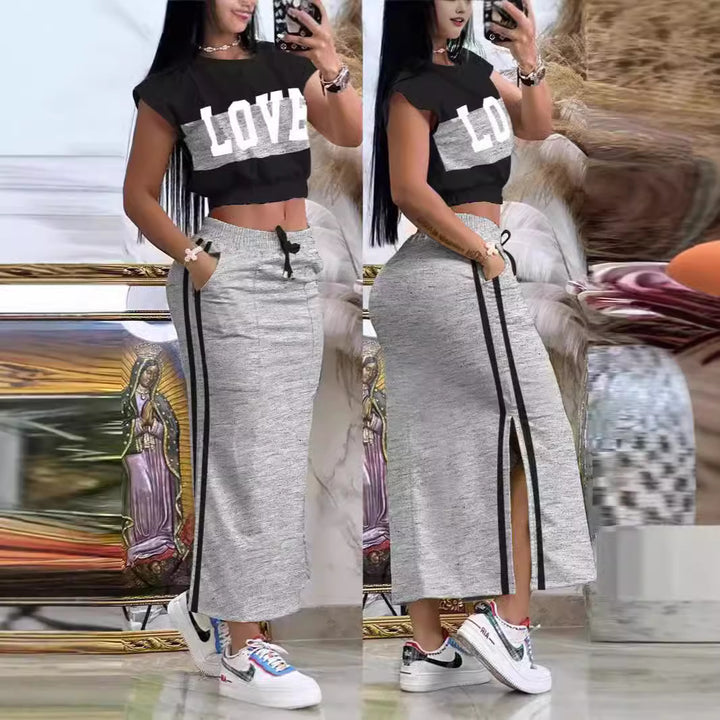 Damer Sportig Crop-Top och Maxikjol Set Mirla-Eva Jonsson