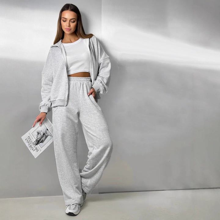 Damer Sportig Hoodjacka med avslappnade Joggingbyxor Mirla-Eva Jonsson
