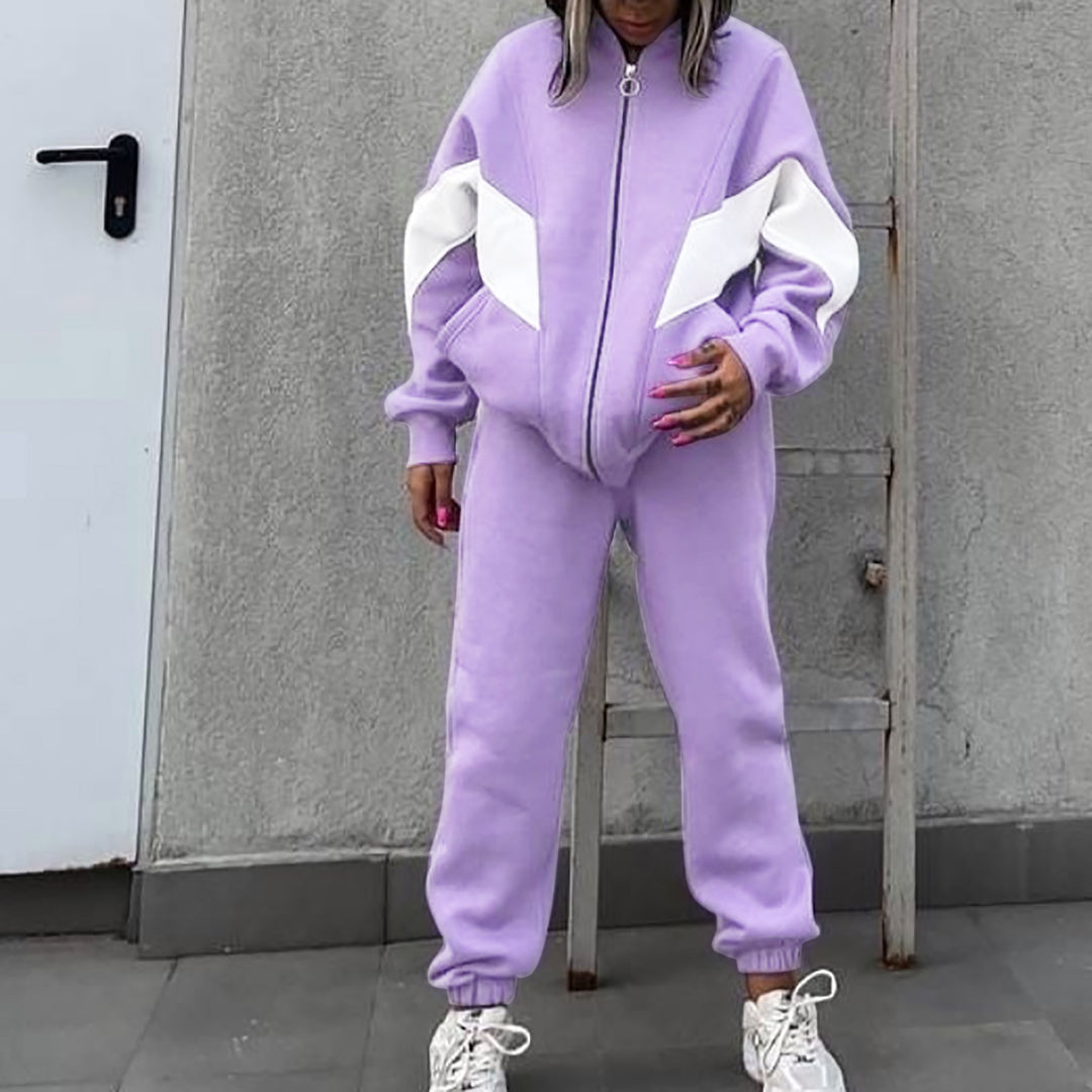Damer Sportig Loungewear-set med trendig blixtlås och färgaccenter Eva Jonsson-Eva Jonsson