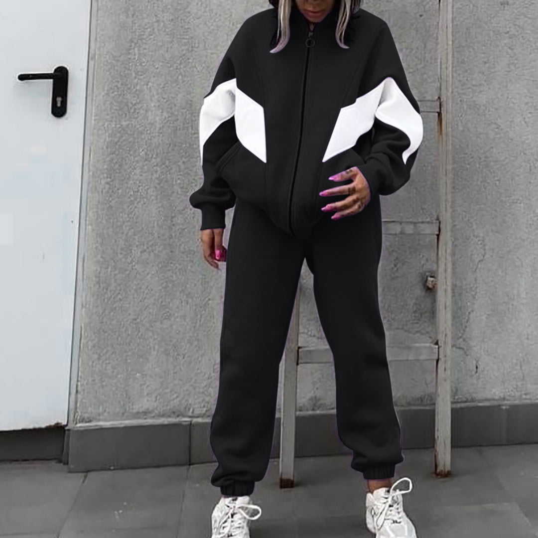 Damer Sportig Loungewear-set med trendig blixtlås och färgaccenter Eva Jonsson-Eva Jonsson