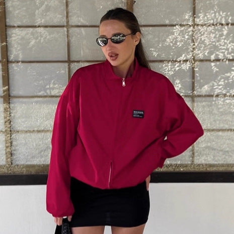 Damer Sportig Oversized-jacka med hög krage och dragkedja Mirla-Eva Jonsson
