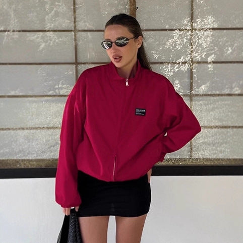 Damer Sportig Oversized-jacka med hög krage och dragkedja Mirla-Eva Jonsson