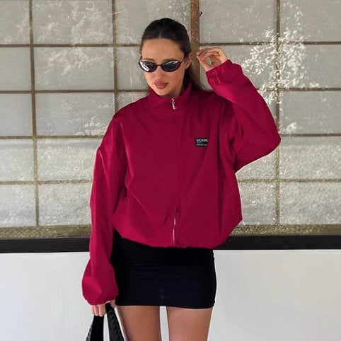 Damer Sportig Oversized-jacka med hög krage och dragkedja Mirla-Eva Jonsson