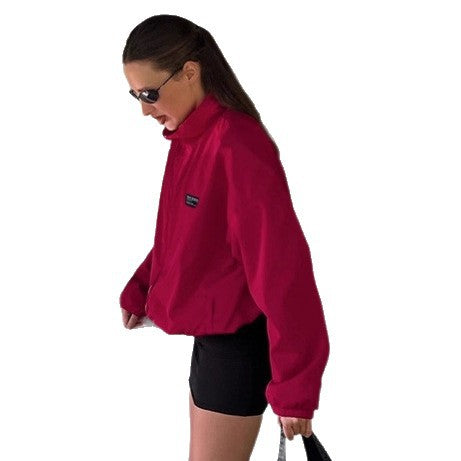 Damer Sportig Oversized-jacka med hög krage och dragkedja Mirla-Eva Jonsson