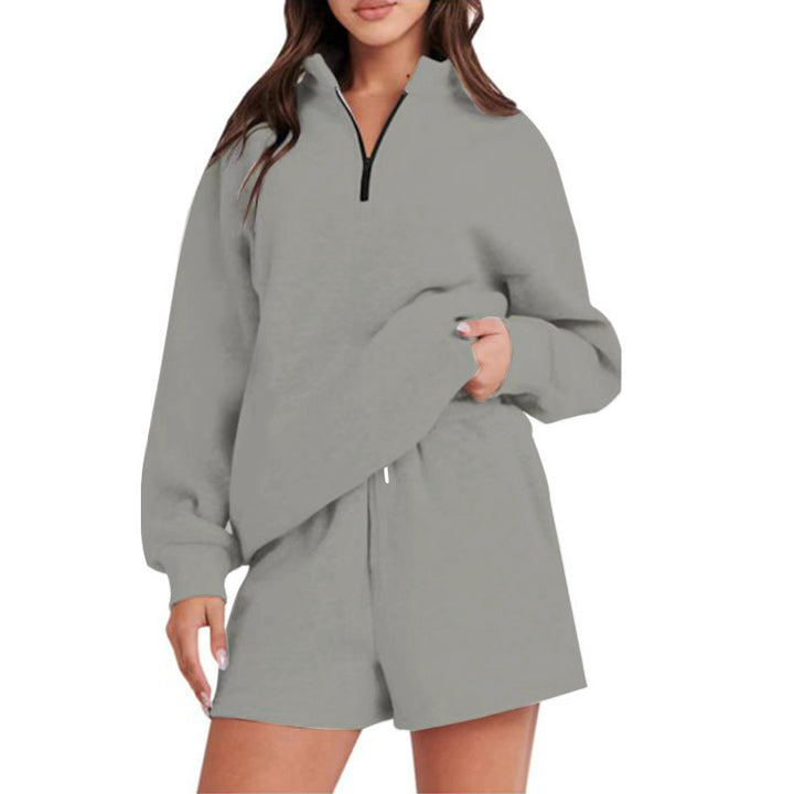 Damer Sportig Sweatshirt-byxdset med hög krage och praktisk dragkedja Mirla-Eva Jonsson