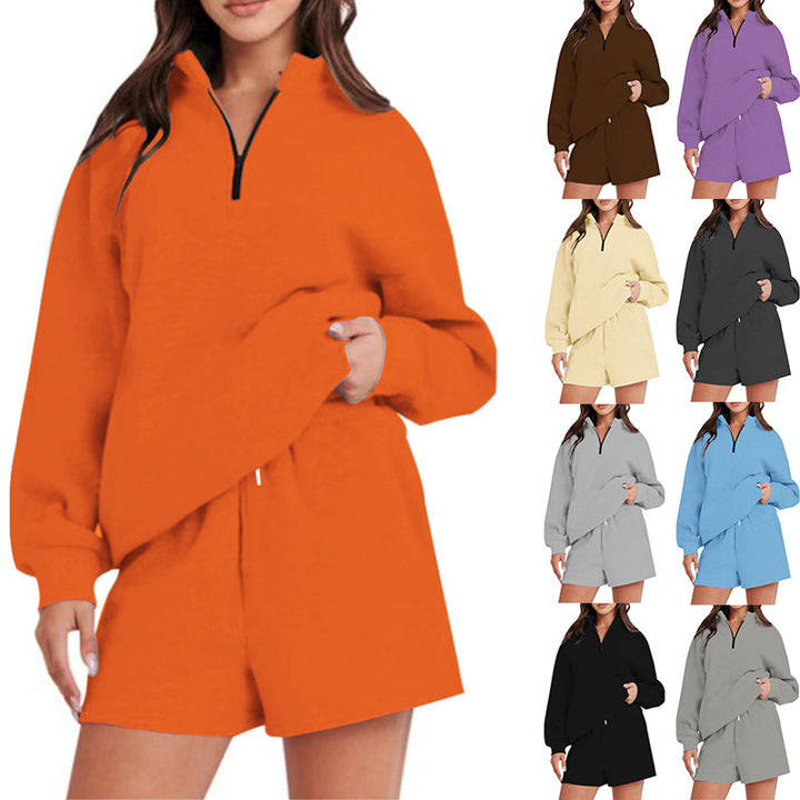 Damer Sportig Sweatshirt-byxdset med hög krage och praktisk dragkedja Mirla-Eva Jonsson