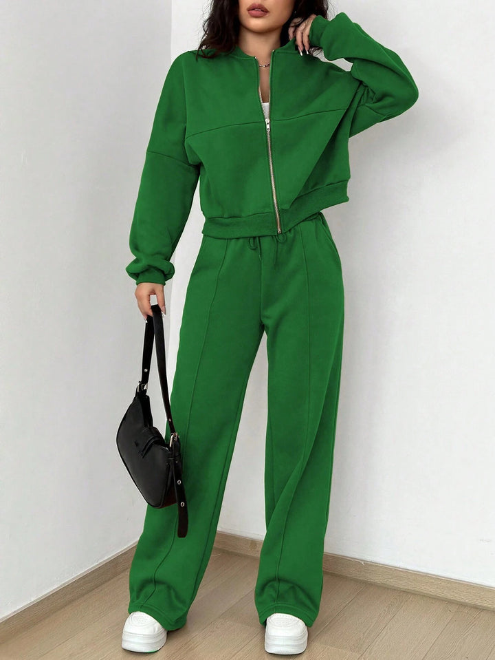 Damer Sportig Zip-Hoodie med vida joggingbyxor Mirla-Eva Jonsson