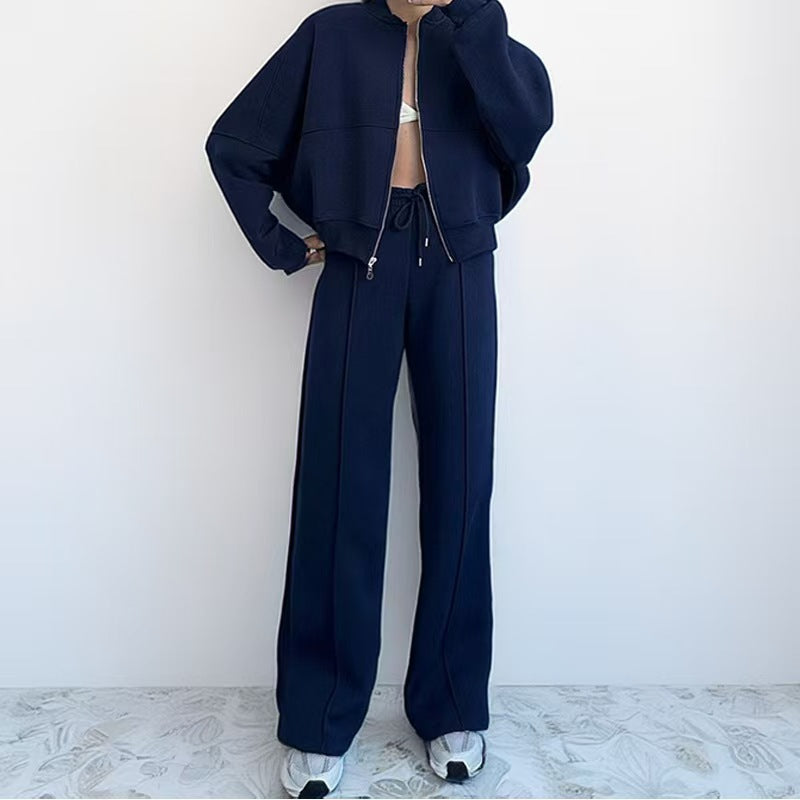 Damer Sportig Zip-Hoodie med vida joggingbyxor Mirla-Eva Jonsson