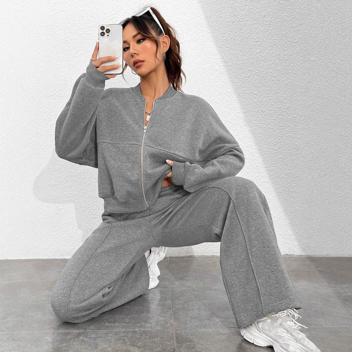 Damer Sportig Zip-Hoodie med vida joggingbyxor Mirla-Eva Jonsson