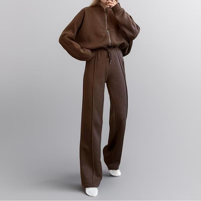 Damer Sportig Zip-Hoodie med vida joggingbyxor Mirla-Eva Jonsson