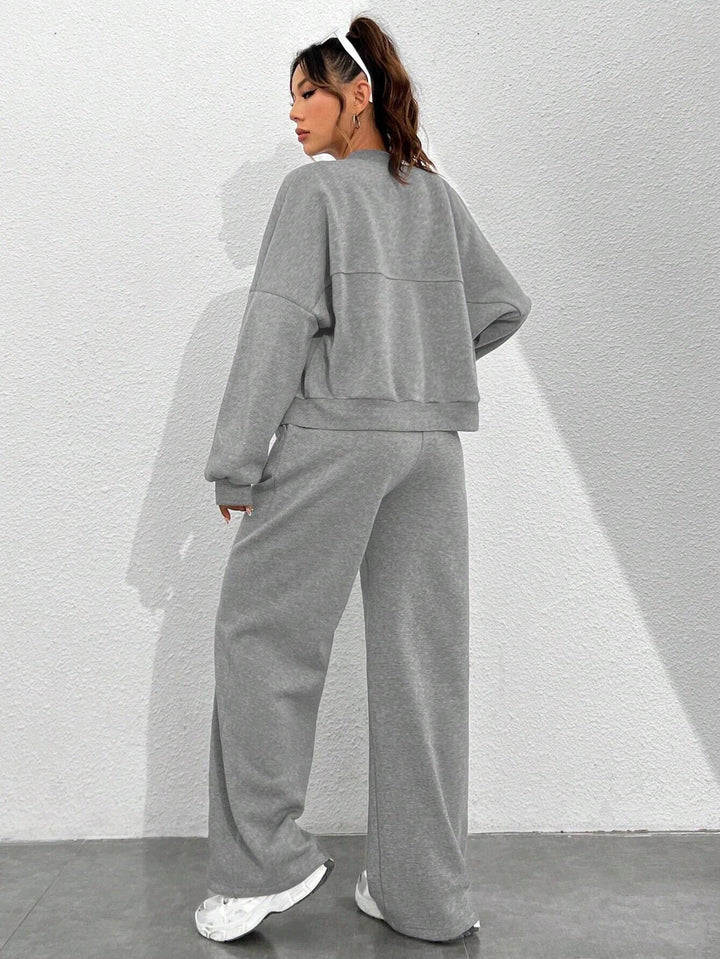 Damer Sportig Zip-Hoodie med vida joggingbyxor Mirla-Eva Jonsson