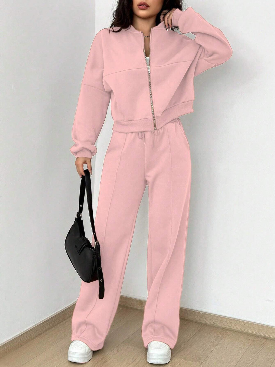 Damer Sportig Zip-Hoodie med vida joggingbyxor Mirla-Eva Jonsson