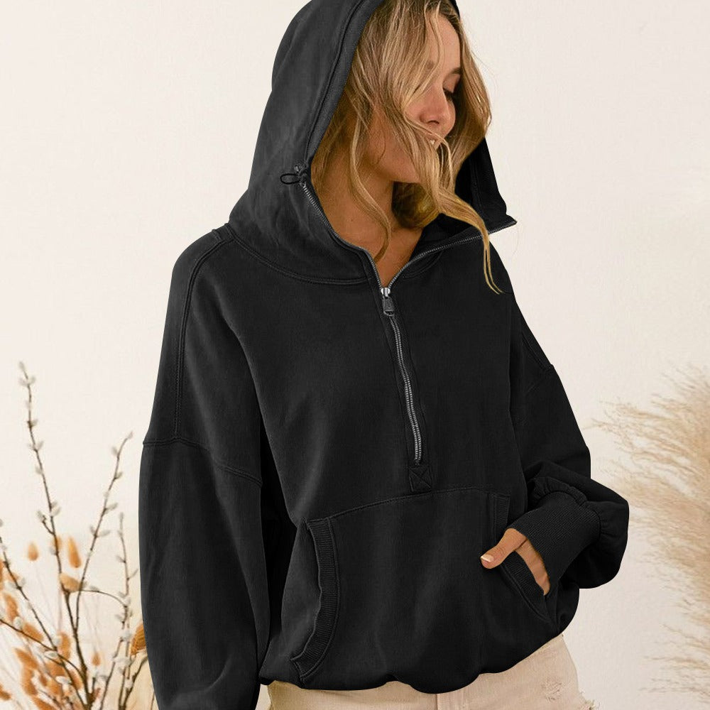 Damer Sportig Zip-Huvtröja med avslappnad passform Eva Jonsson-Eva Jonsson