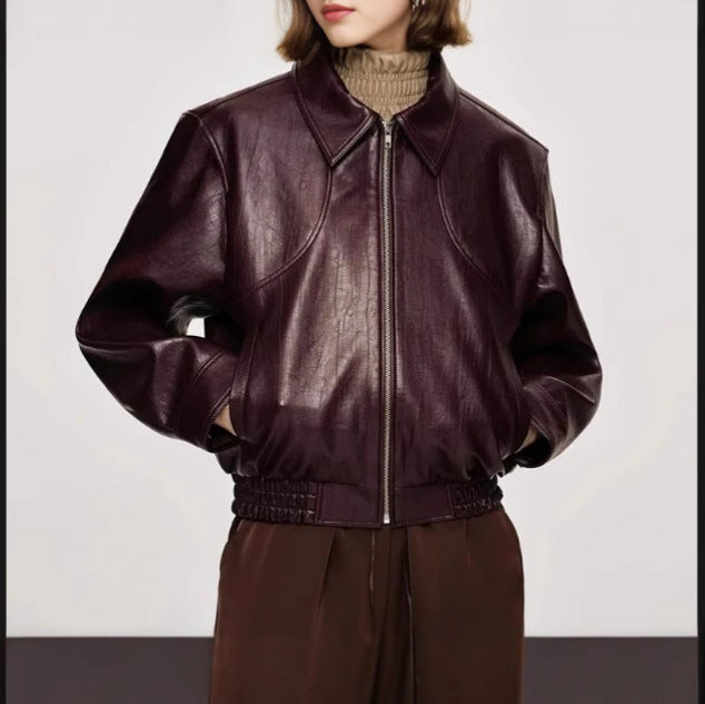 Damer Sportig läderjacka med elastisk midja Mirla-Eva Jonsson