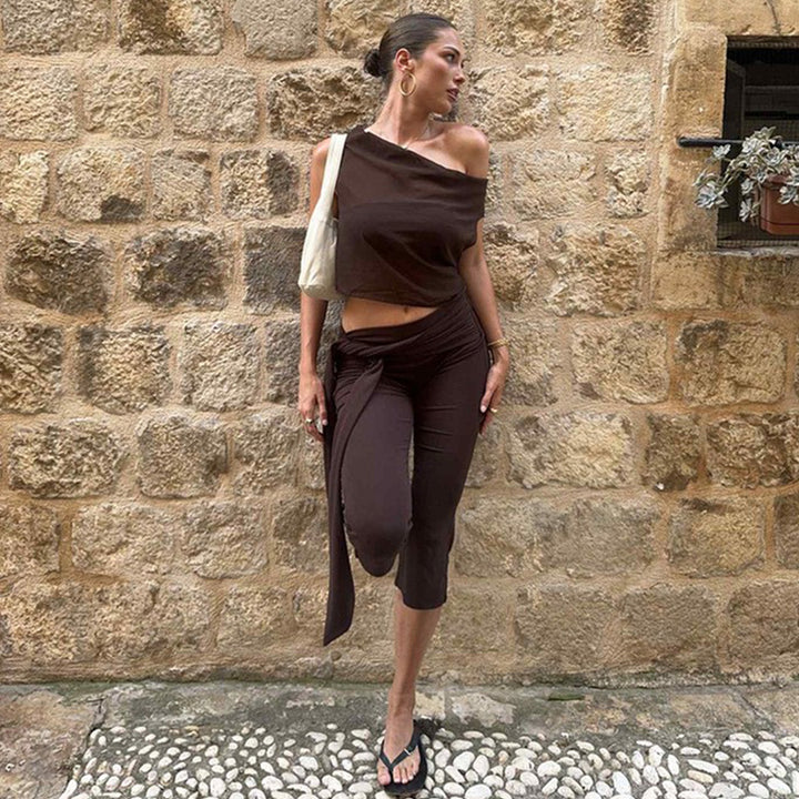 Damer Sportiga Capri-byxor med elegant snörning Mirla-Eva Jonsson