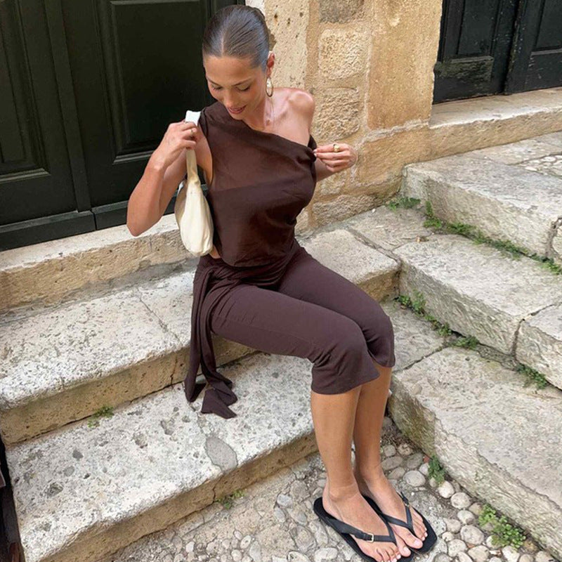 Damer Sportiga Capri-byxor med elegant snörning Mirla-Eva Jonsson