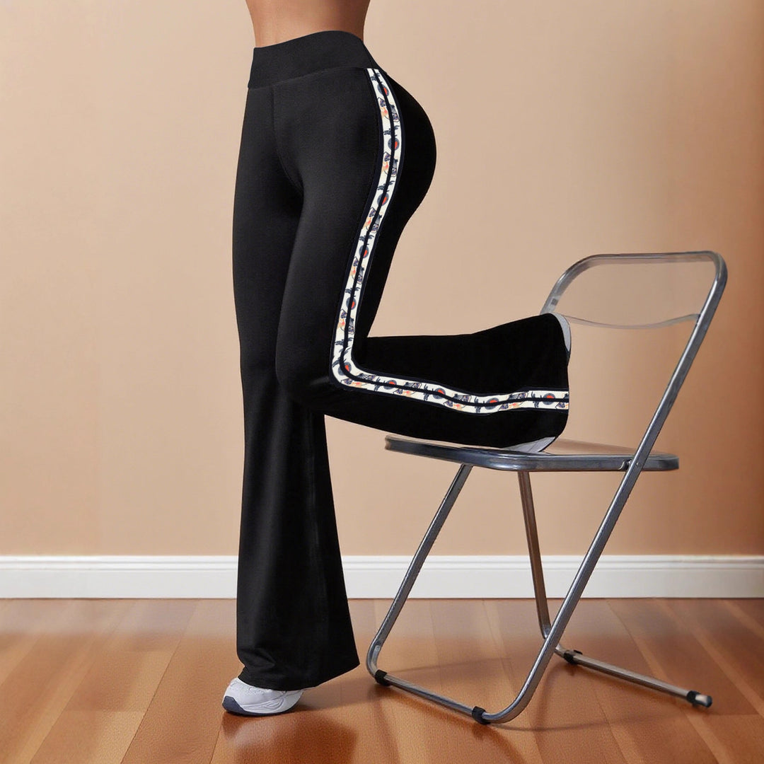 Damer Sportiga Flared-Leggings med kontrasterande sidostråk Mirla-Eva Jonsson