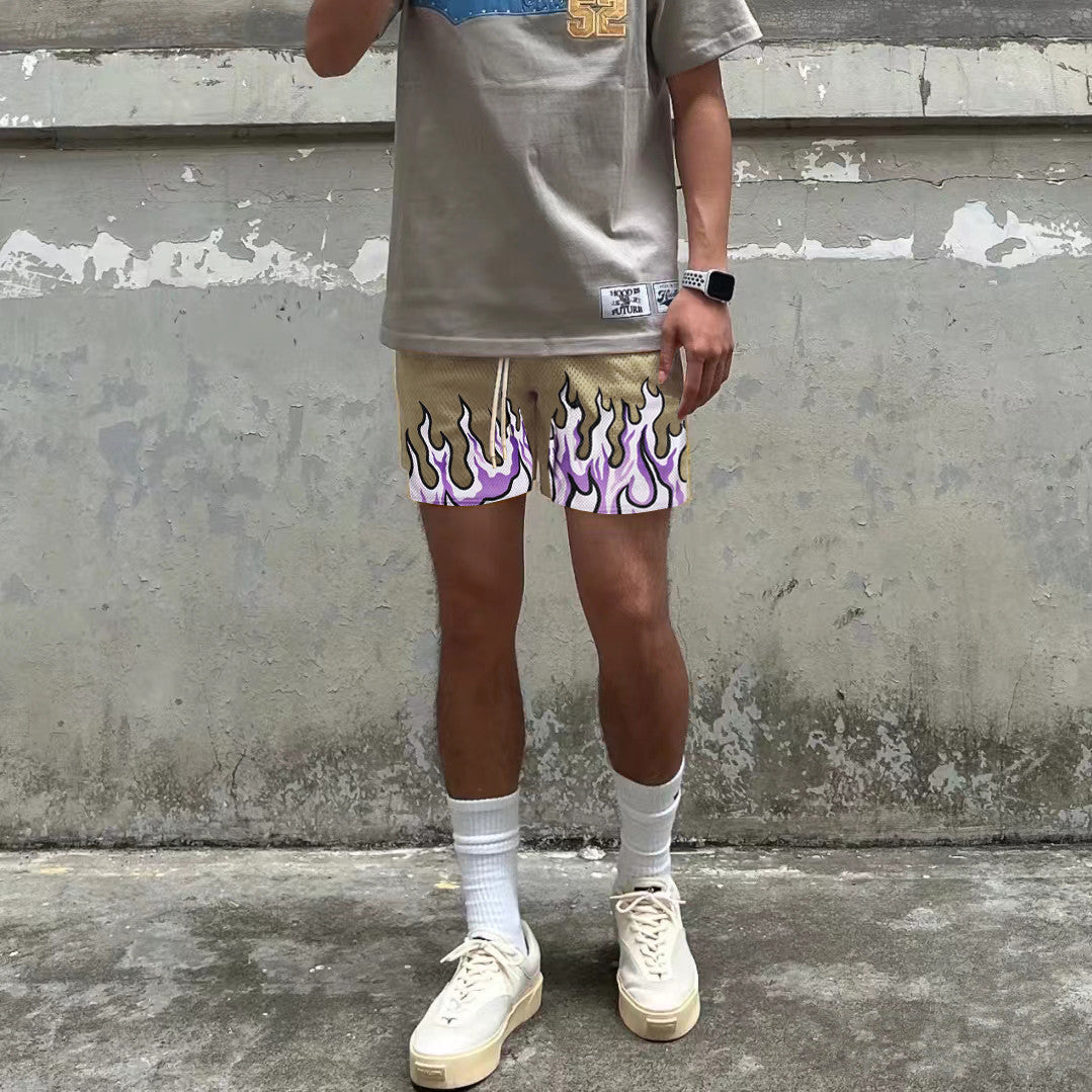 Damer Sportiga Mesh-shorts med trendigt flam-mönster Eva Jonsson-Eva Jonsson