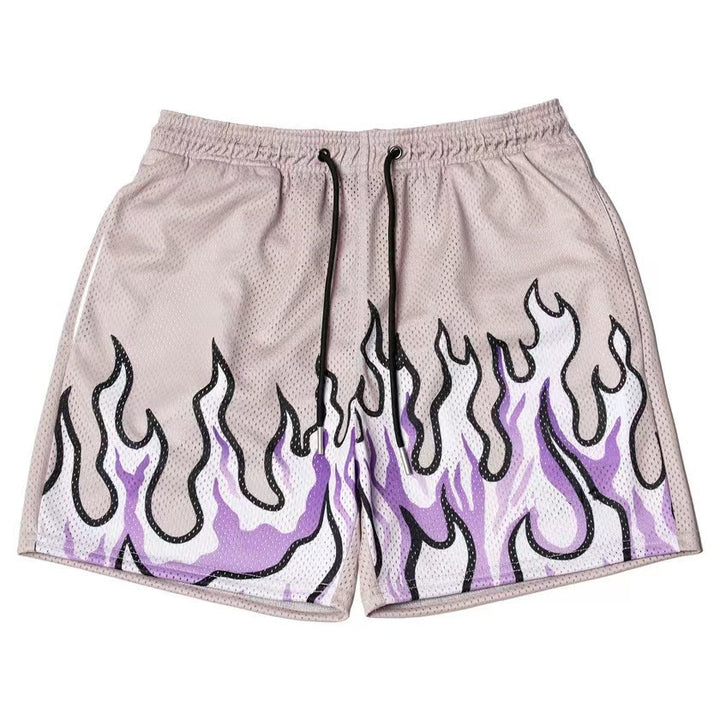 Damer Sportiga Mesh-shorts med trendigt flam-mönster Eva Jonsson-Eva Jonsson